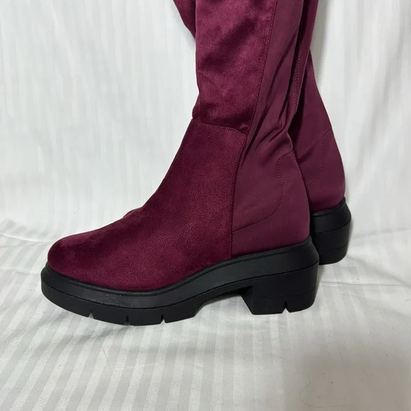 Charlotte Russe OVER THE KNEE BOOTS - BURGUNDY Women's Size 9 NWT - Picture 6 of 9